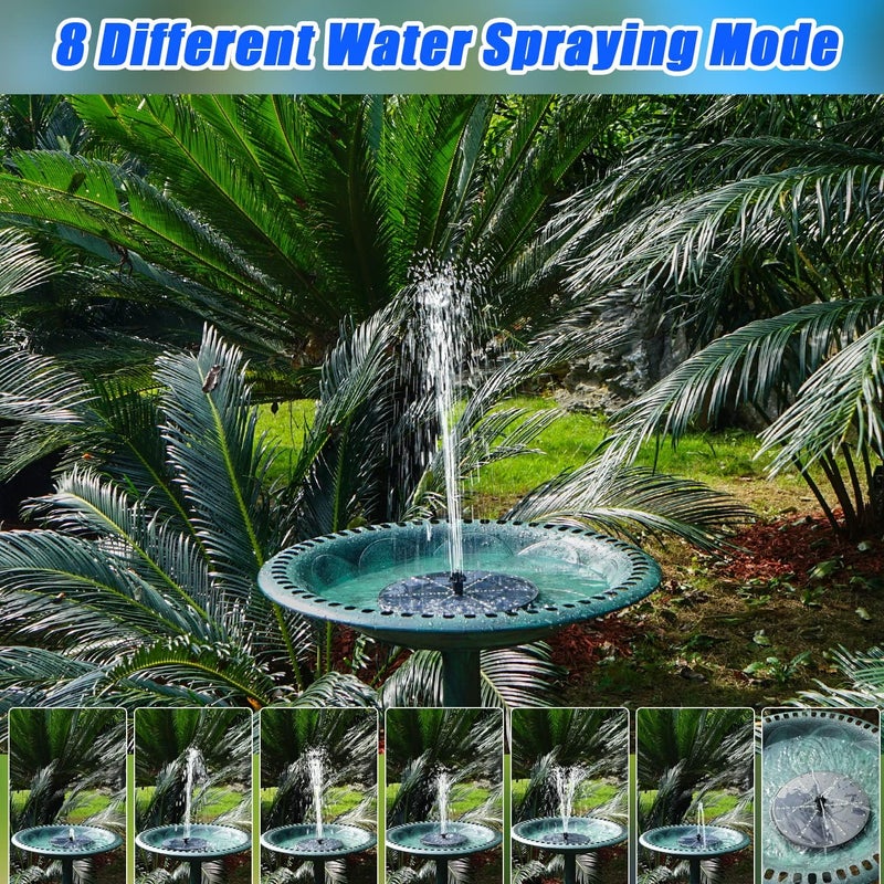GAIZERL Solar Bird Bath Fountains Upgraded, 4W Solar Powered Water Fountain Pump with 4000 Battery, 7 Nozzles & 4 Fixers, Colorful LED Lights for Garden, Swimming Pool, Pond, Fish Tank and Outdoor - Image 3